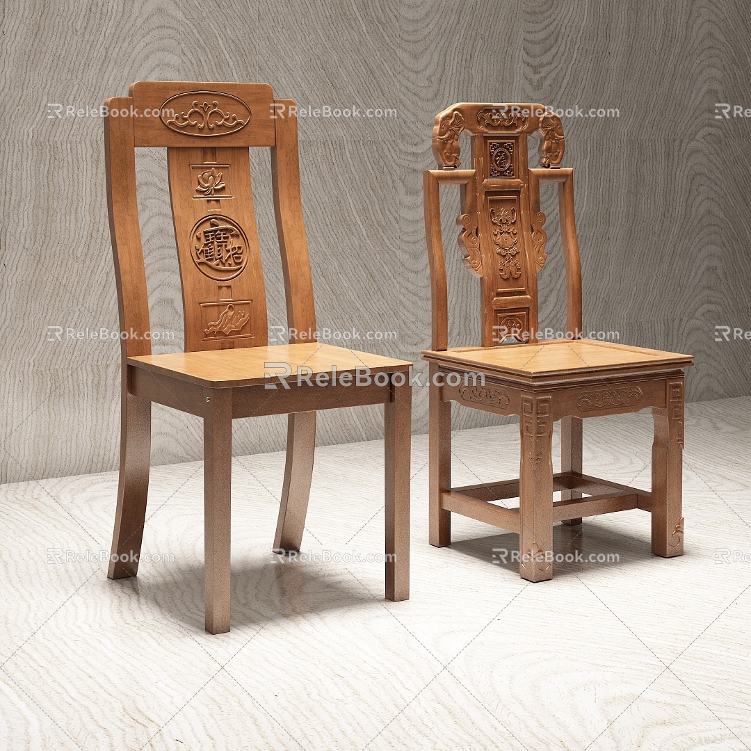 New Chinese Restaurant Dining Chair 3d model