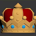 Royal Fashion Accessory Red Velvet Crown With Gold Decorations And Blue Gemstones
