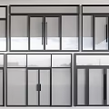Modern Glass Room Divider Panels With Black Frames For Interior Design 3d model