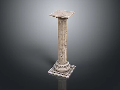 Classical Stone Column Standing In Serene Natural Scenic Landscape View 3d model