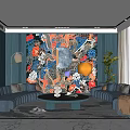 Modern Living Room Multi-Person Sofa Single Sofa Lazy Sofa Floor Lamp Vase Wall Decoration Coffee Table Pillow 3d model