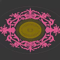 Oval White Ceiling Medallion With Intricate Carved Floral Vine Patterns Classical Design 3d model