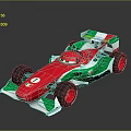 Red Green White Formula Racing Car With Number 1 And Aerodynamic Sporty Black Wheels