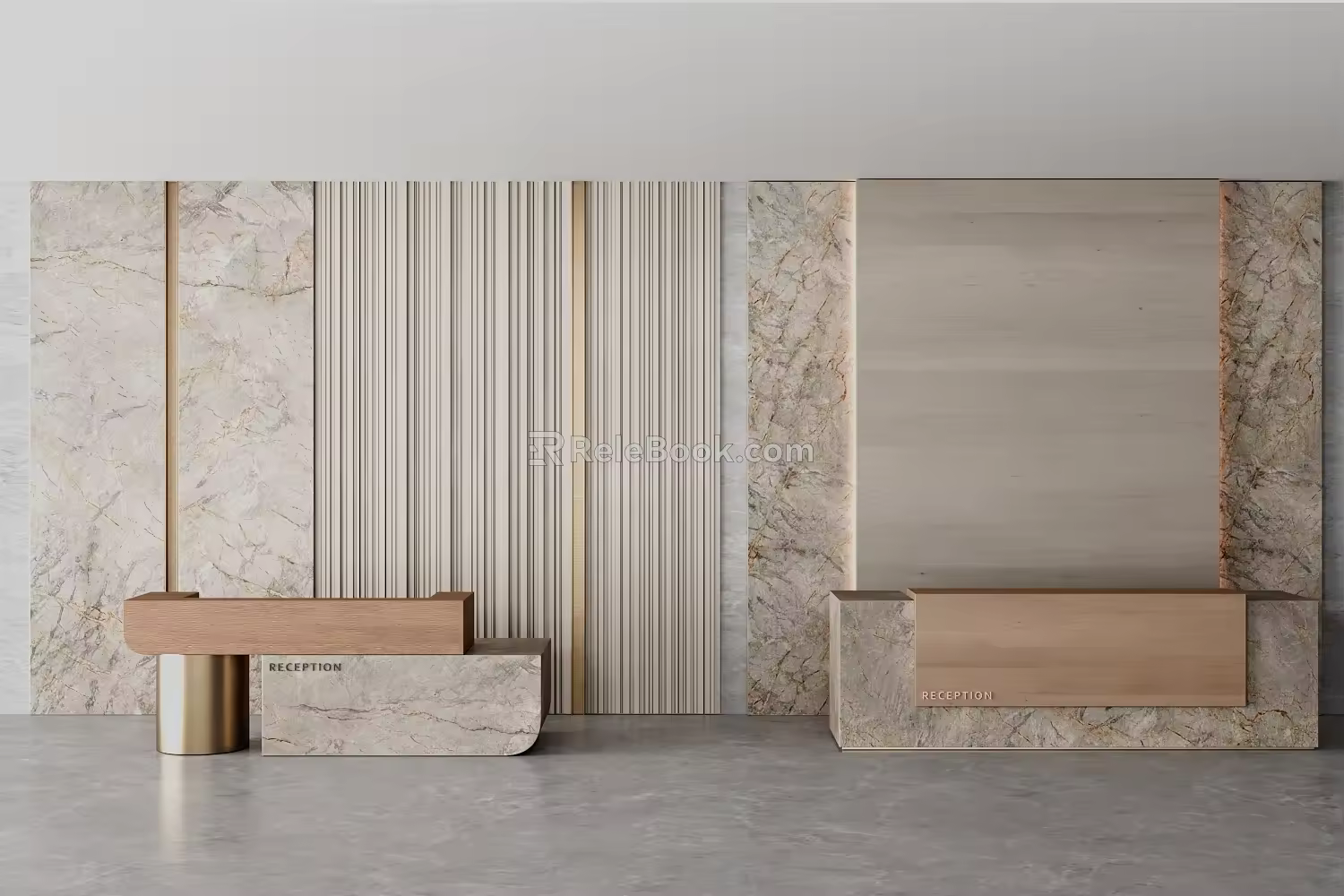 Front Desk Background Wall Company Front Desk Club Hotel Front Desk Background Wall 3d model