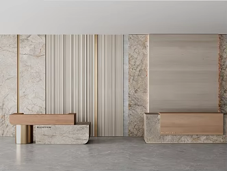 Front Desk Background Wall Company Front Desk Club Hotel Front Desk Background Wall 3d model