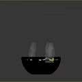 Steaming Hot Food In Black Bowl With Yellow Base And Black Chunks