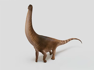 Brown Dinosaur Figurine With Long Neck Striped Body And Curved Tail 3d model