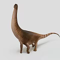 Brown Dinosaur Figurine With Long Neck Striped Body And Curved Tail