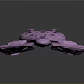 Futuristic Purple Interstellar Spaceship Design With Aerodynamic Structure And Patterns