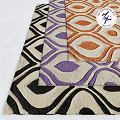 Modern Square Carpet With Geometric Patterns In Black Purple Orange And Beige 3d model