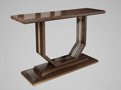Modern Entryway Console Table With Wooden Surface Metal Accents And Sturdy Geometric Base 3d model