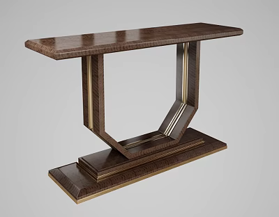 Modern Entryway Console Table With Wooden Surface Metal Accents And Sturdy Geometric Base 3d model