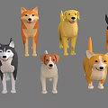 Low Poly Stylized Dogs Collection With Various Breeds And Friendly Expressions 3d model
