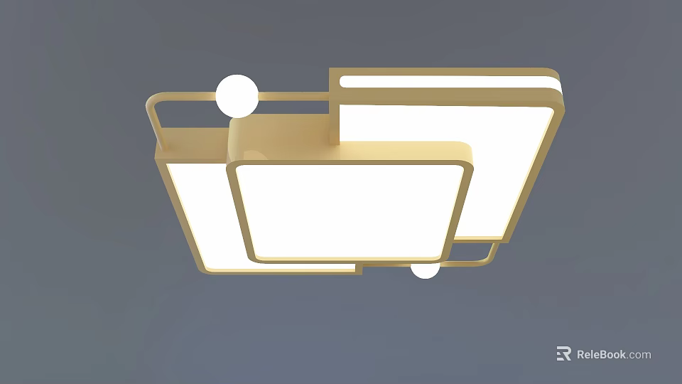 Modern Geometric Ceiling Light With White Illumination And Beige Metal Frame 3d model 