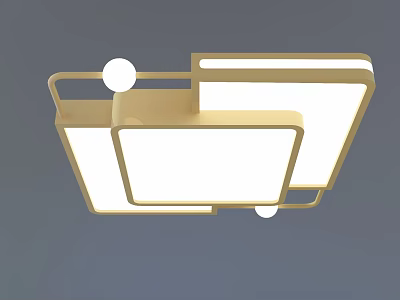 Modern Geometric Ceiling Light With White Illumination And Beige Metal Frame 3d model