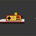 Retro Video Game Console With Red White Design Yellow Cartridge And Controller