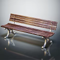 Wooden Outdoor Bench With Sturdy Metal Legs And Classic Design