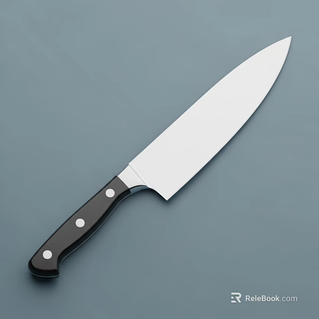 High Quality Kitchen Knife With Sharp Stainless Steel Blade And Black Handle 3d model 