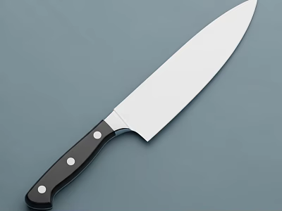 High Quality Kitchen Knife With Sharp Stainless Steel Blade And Black Handle 3d model