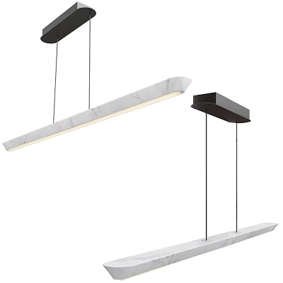 Sleek Modern Pendant Light Design With White Marble And Black Metal Hanging Fixture For Home Decor 3d model