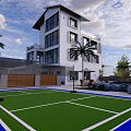 Modern Detached Villa With Multi Story Design Large Windows And Water Reflection