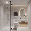 Modern Bathroom With Marble Walls Glass Shower And Smart Toilet