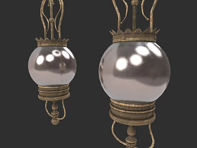 Elegant Golden Chandelier With Spherical Shade And Crown Top Design 3d model