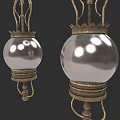 Elegant Golden Chandelier With Spherical Shade And Crown Top Design