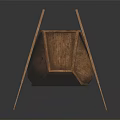 Traditional Handmade Wooden Rowing Boat With Oars And Slatted Wooden Seats
