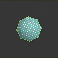 Stylish Turquoise Umbrella With White Polka Dots On Gray Background And Reflection