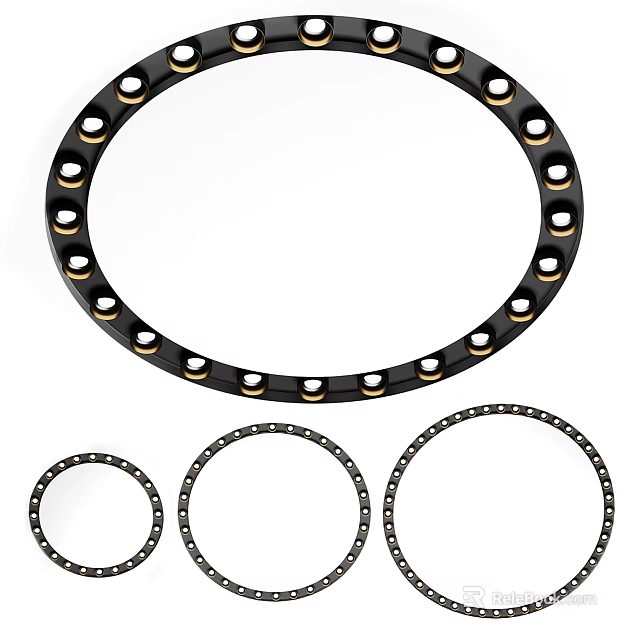 Circular Decorative Lights With Black Frame Small LED Bulbs Various Sizes For Home Decor 3d model