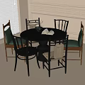 Middle Ancient Dining Table and Chair Round Dining Table Single Chair Dining Chair 3d model