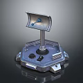 Industrial Electronic Control Joystick With Metallic Hexagonal Base And Control Panel Buttons 3d model