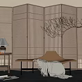 Rest Area Screen Partition Entrance Single Chair Chinese Scene 3d model