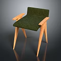 Modern Accent Chair With Green Upholstered Seat Wooden Armrests And Tapered Legs Design