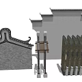 Traditional Chinese Building Exterior Wall Features Decorative Eaves Gray Tiles And Brick Walls
