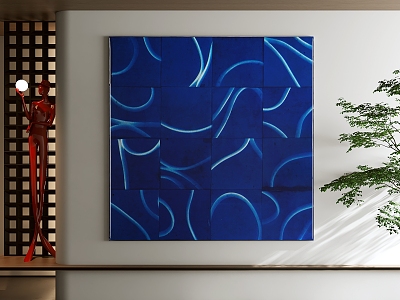 High-end custom abstract painting texture painting art painting blue abstract painting 3d model