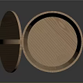 Decorative Ornament Set Featuring Wooden Barrel With Lid And Metal Hoops For Home Decor