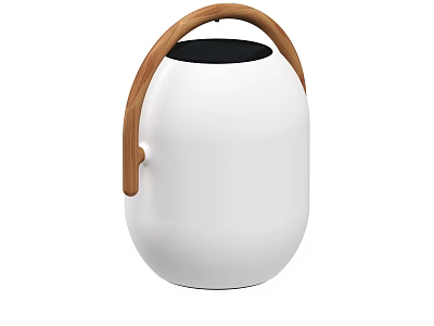 Modern Sleek Outdoor Light With White Body Wooden Handle Black Top Ideal For Gardens 3d model