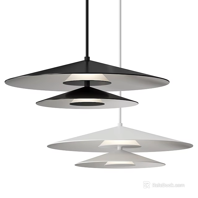 Modern Layered Disc Pendant Lights In Black And White Design For Interior Space 3d model 
