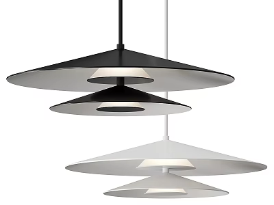 Modern Layered Disc Pendant Lights In Black And White Design For Interior Space 3d model