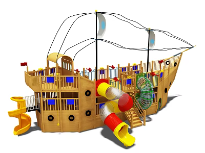 Modern Amusement Equipment Wooden Pirate Ship 3d model