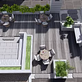 Serene Roof Garden With Lush Greenery Outdoor Seating And Wooden Deck