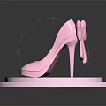 Stylish Pink High Heels With Bow On Pink Circular Display Base 3d model