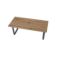 Natural Wooden Dining Table With Metal Frame Legs And Modern Design