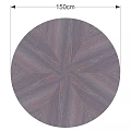 Round Dark Wooden Dining Table With Radial Pattern Top And Crossed Legs