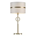 Sleek Modern Table Lamp With Gold Metal Stand And White Fabric Shade Design Detail