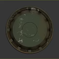 Rustic Metal Trash Can With Cylindrical Body And Top Ring Frame