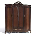 Traditional Brown Wooden Wardrobe With Ornate Carved Details And Classic Design Finish