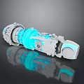 Futuristic Mechanical Device Showcasing Blue Glowing Elements And Metallic Reflective Structure 3d model